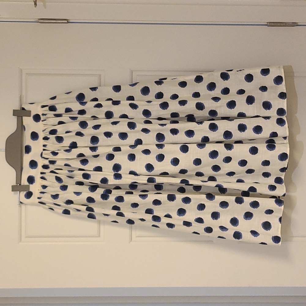 H&M Cotton A-line White Blue Polka-dot Dress Size 2
